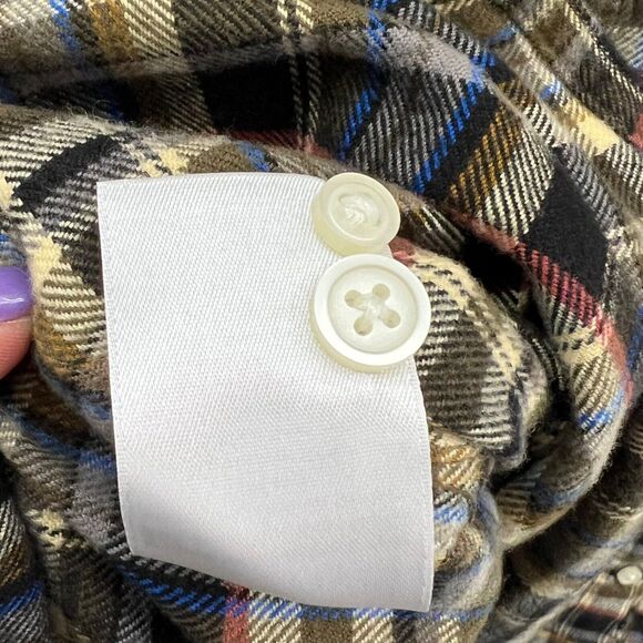 Everlane Flannel Shirt Men M Beech Plaid Brushed Cotton Outdoors Cabin Gorpcore - Picture 15 of 16